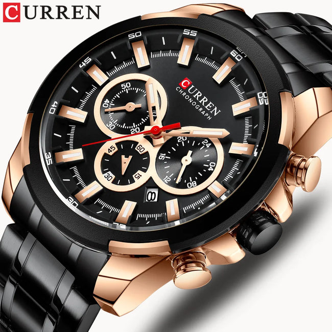 CURREN 8361 Classic Business & Fashion Six-Hand Men's Quartz Watch, Water-Resistant Stainless Steel Strap with Calendar