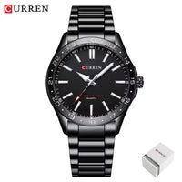 CURREN 8452 Men Quartz Watch Simple Fashion Leisure Business Clock Black Silvery Stainless Steel Strap Wristwatch for Male