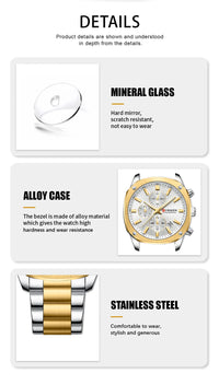 CURREN Stainless Steel Watch with Timer Calendar Luminous Hands And Stainless Steel Bracelet
