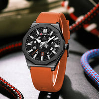 CURREN 8437 Unisex Minimalist Quartz Watch Polygonal Skeleton Sports Waterproof Silicone-Strap Wristwatch