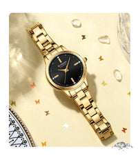 CURREN 9094 Small Dial Quartz Watch for Ladies, Waterproof Round Minimalist Wristwatch with Stainless Steel Strap