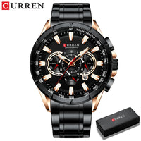 CURREN Luxury Brand Casual Chronograph Wristwatches for Mens Stainless Steel Quartz Watch Male Creative Clock