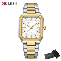 CURREN NEW Stainless Steel Strap Vintage Rectangle Dial Quartz Watches for Men Luminous Hands Waterproof