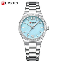 Women's Watch CURREN 2025 Romantic Luxury Dial with Rhinestones Stainless Steel Band Slim Wristwatch for Ladies Waterproof