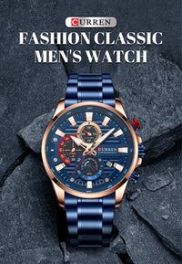 CURREN Men's Exquisite Sports Multifunction Watch New Luxury Stainless Steel Quartz Watch with Luminous Hand Clock часы мужские