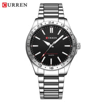 CURREN 8452 Men Quartz Watch Simple Fashion Leisure Business Clock Black Silvery Stainless Steel Strap Wristwatch for Male