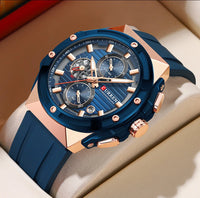 CURREN 8462 Top Luxury Quartz Men's Watch Silicone Strap Multifunctional Timing Code Classic Luminous Waterproof Men's Watch