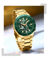 CURREN Skeleton Hollow Dial Automatic Mechanical Watch for Men 42mm Stainless Steel Band Business Sport Wristwatch with Luminous