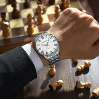 Curren 8422 Men's Minimalist Roman Numeral Quartz Watch, Water-resistant Round Business Wristwatch