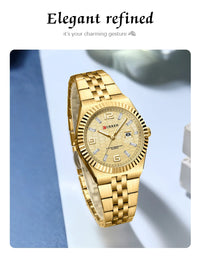 CURREN Women's Watch Analog Quartz Waterproof Ladies Wrist Watches with Date Dainty Fashion Luxury Stainless Steel Watch