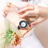 CURREN 9080 Small Dial Quartz Watch for Ladies, Waterproof Ultra-thin Shell Dial Leather Strap Wristwatch