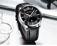 CURREN 8365 Men's Minimalist Calendar Water-Resistant Quartz Watch, Business Style with Leather Strap