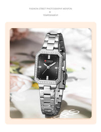 CUREEN New Luxury Lady's Watches Elegant Waterproof Quartz Watch Rectangular Dial Female Clock Gold
