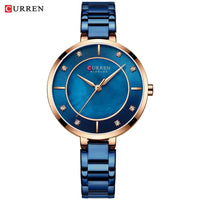 CURREN Women Watches Top Brand Luxury Ladies Wrist Quartz Watch Stainless Steel Classic Bracelet Female Clock Clear 9051
