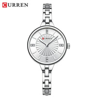 Ladies small dial chain watch waterproof round simple for women Simple Romantic Rhinestone Dial with Stainless Steel Bracelet
