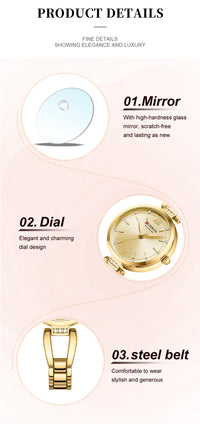 CURREN 9092 Women's Stainless Steel Quartz Watch Luxury and Elegant Watch Business Women's Bracelet Watches Relojes De Mujer