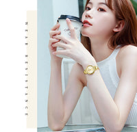 CURREN Luxury Brand Women's Watch Elegant Fashion Stainless Steel Waterproof Ladies Wristwatches with Rhinestone