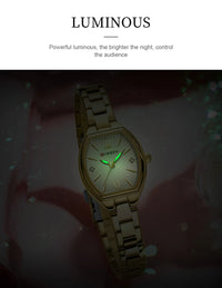 CURREN Simple Quartz Watch for Women Luxury Vintage Wristwatch Luminous Hands Stainless Steel Bracelet Women's Dress Watch