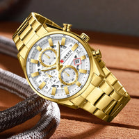 CURREN Luxury Men's Chronograph Watch Quartz Movement Stainless Steel Band with 43mm Dial Fashion Sports Wristwatch