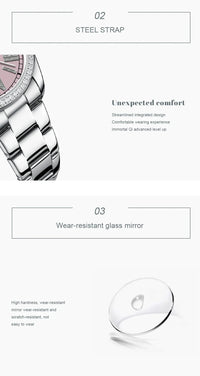 CURREN 9088 Women Luxury Quartz Watch Rhinestone Bezel Roman Numerals Dial Stainless Steel Bracelet Elegant Ladies Wristwatch