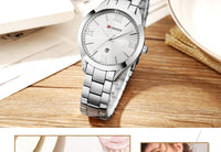 CURREN 9007 Fashion Women Quartz Watch Waterproof Minimalist Calendar Wristwatch with Roman Numerals