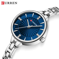 Ladies small dial chain watch waterproof round simple for women Simple Romantic Rhinestone Dial with Stainless Steel Bracelet