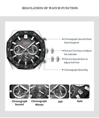 CURREN 8489 New Mens Watches Waterproof Sports Watch Silicone Strap Chronograph Quartz Wristwatch Relogios Masculino+BOX