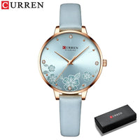 CURREN Watches for Woman Fashion Waterproof Clock Top Brand Luxury Creative Romantic Flower Dial Wristwatch Gift 9068