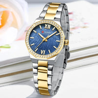 Women's Watch CURREN 2025 Romantic Luxury Dial with Rhinestones Stainless Steel Band Slim Wristwatch for Ladies Waterproof