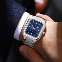 CURREN 8457 Business Minimalist Quartz Watch Waterproof Square Stainless Steel Strap Wristwatch with Luminous Function