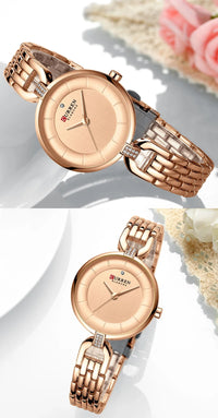 CURREN 9052 Women Watch Brand Fashion Casual Ladies Quartz Wristwatch Rose Gold Stainless Steel Mesh Dress Clock For Girl
