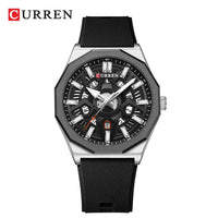 CURREN 8437 Unisex Minimalist Quartz Watch Polygonal Skeleton Sports Waterproof Silicone-Strap Wristwatch