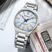 CURREN Men’s Business Watch Textured Black Dial Quartz  Wristwatch Stainless Steel Luminous Male Dress Watch Relogio Masculino