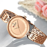 CURREN 9052 Women Watch Brand Fashion Casual Ladies Quartz Wristwatch Rose Gold Stainless Steel Mesh Dress Clock For Girl