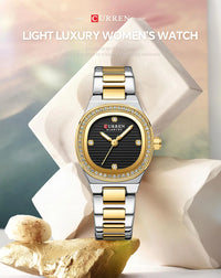 CURREN Luxury Brand Simple Style Quartz Watch for Women NEW Dress Ladies Wristwatches with Rhinestones