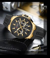 CURREN Luxury Man Wristwatch Chronograph Date Waterproof Rubber band Casual Quartz Men's Watches Sports Male Clock Reloj