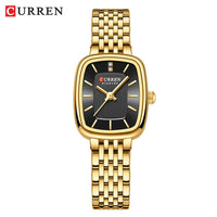 CURRN 9093 Women's Quartz Watch Fashion Leisure Diamond Simple Gold Silvery Steel Strip Wristwatch for Ladies Gift Clock