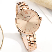 CURREN Fashion Women Watches Top Brand Luxury Lady Girl Wristwatch Rose Gold Stainless Steel Bracelet Classic Female Clock 9017