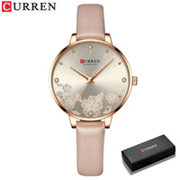 CURREN Watches for Woman Fashion Waterproof Clock Top Brand Luxury Creative Romantic Flower Dial Wristwatch Gift 9068