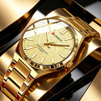 CURREN Men’s Business Watch Textured Black Dial Quartz  Wristwatch Stainless Steel Luminous Male Dress Watch Relogio Masculino