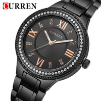 CURREN Fashion Women Watch Top Brand Luxury Ladies Girl Wristwatch Black Stainless Steel Bracelet Classic Female Clock Gift 9004