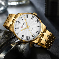 Curren 8422 Men's Minimalist Roman Numeral Quartz Watch, Water-resistant Round Business Wristwatch
