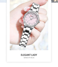 Women's Watch CURREN 2025 Romantic Luxury Dial with Rhinestones Stainless Steel Band Slim Wristwatch for Ladies Waterproof