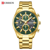 CURREN Luxury Men's Chronograph Watch Quartz Movement Stainless Steel Band with 43mm Dial Fashion Sports Wristwatch