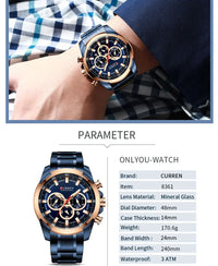 CURREN Quartz Watch for Men Top Brand Luxury Fashion Business Watches Steel Waterproof Man Sport Wristwatch Relogio Masculino