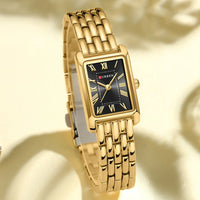 CURREN Luxury Rectangle Women Quartz Watch Stainless Steel Bracelet with Roman Dial Elegant Ladies Wristwatch Gift for Female