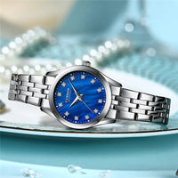 CURREN 9111 Luxury Women's Quartz Watch Ultra-Thin Waterproof Small Dial Watch with Rhinestone Embellishments