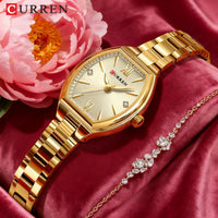 CURREN Fashionable Barrel-Shaped Simple Elegant Quartz Watch Women's Elastic Band Retro Women's Watch