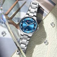 CURREN Luxury Brand Wristwatches for Women Stainless Steel Band with Elegance Dial Luminous Hands Waterproof Watch