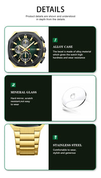 CURREN Luxury Business Wristwatch Stainless Steel Quartz Sport Chronograph Clock Fashion Male Watch Ideal Present for Daily